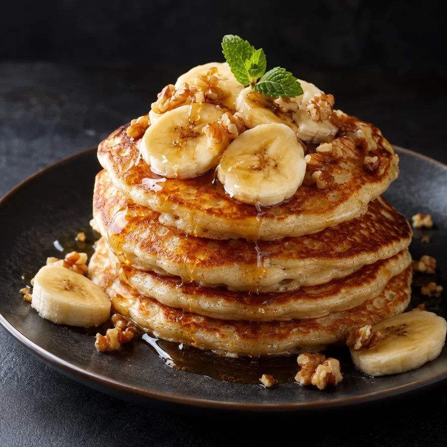 Banana pancakes with fresh fruit